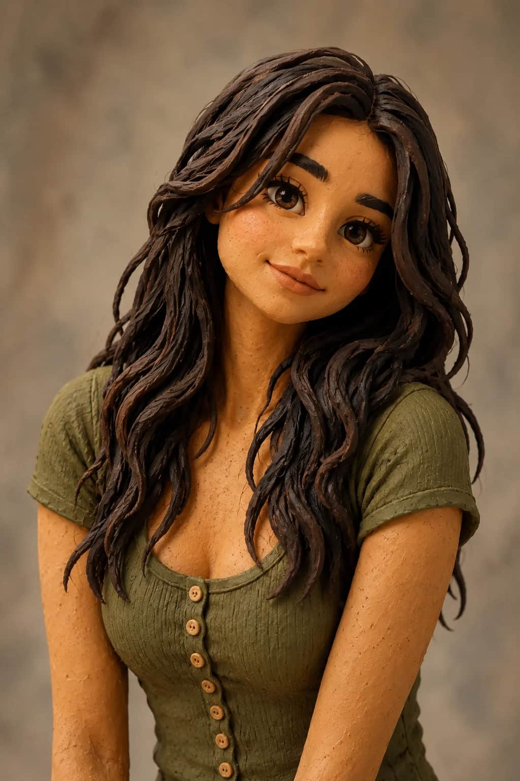 Source portrait transformed into a handcrafted clay character