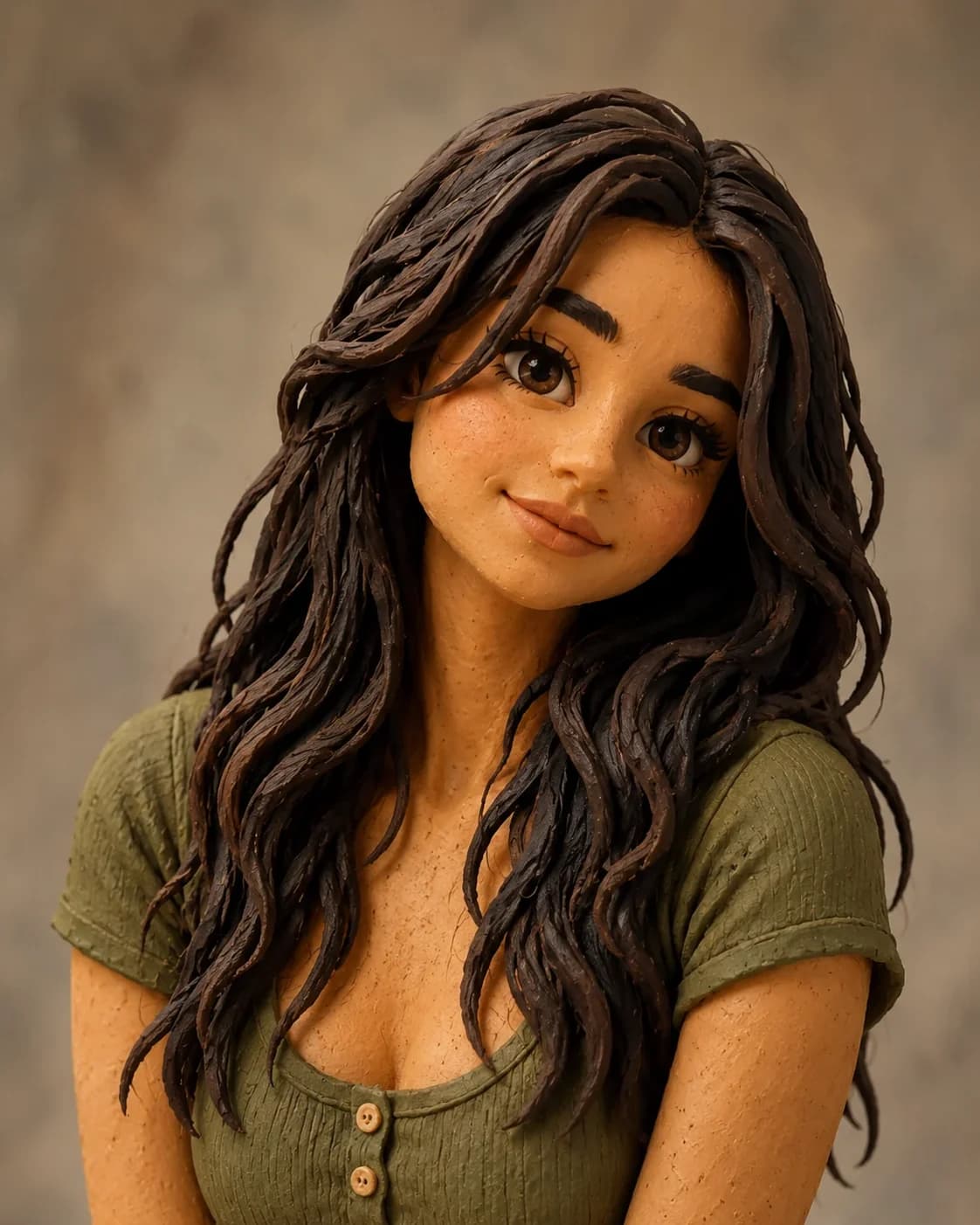 Source portrait transformed into a handcrafted clay character
