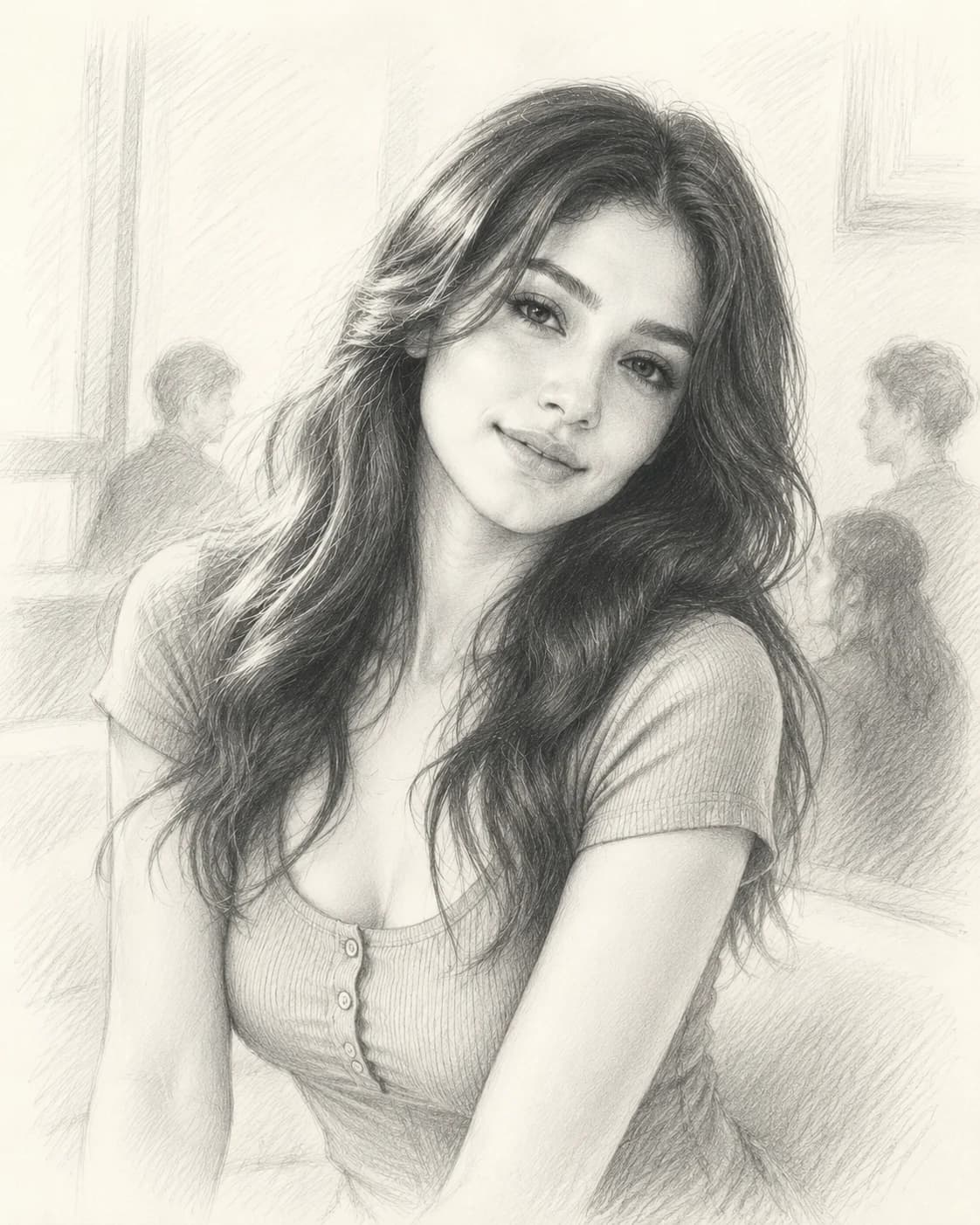 Source portrait transformed into a detailed pencil sketch