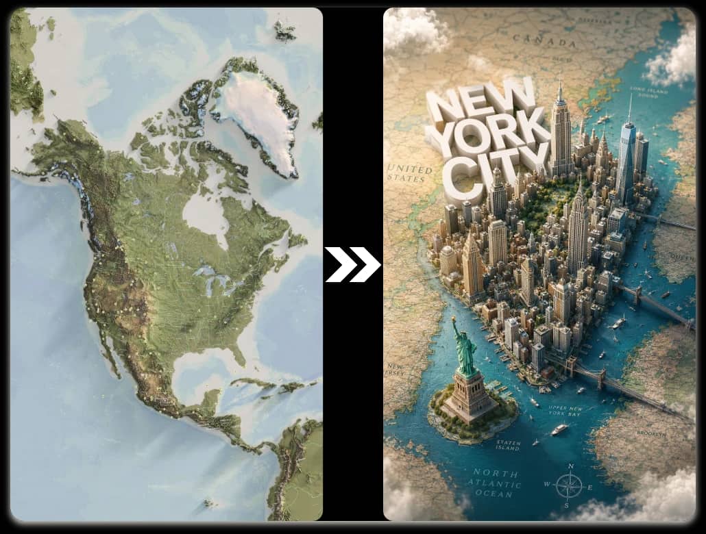 Turn a flat map into a dimensional city story