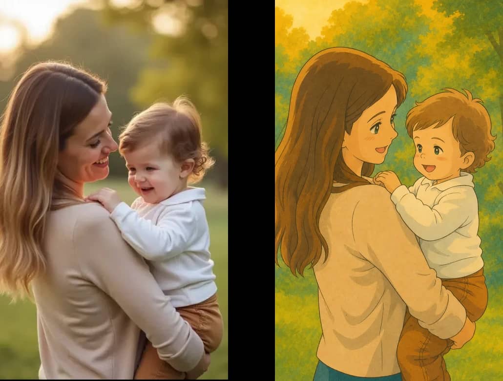 Transform a family moment into Ghibli style